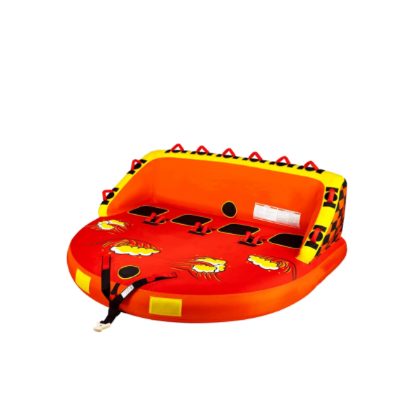 PVC Inflatable Towable Tube 93"L X 84.98"W Orange 1-4 Riders Nylon Cover EVA Foam Pads Boat Tubes and Towables
